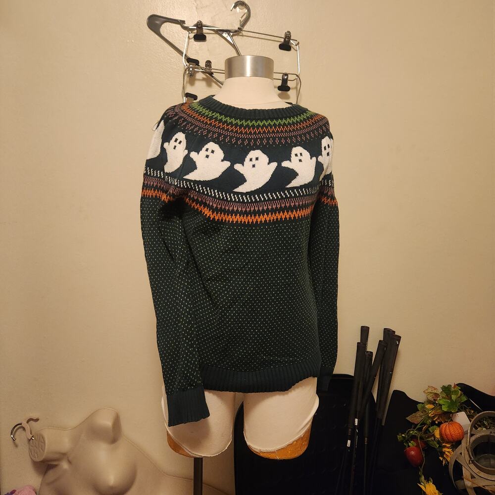 Mod Cloth Cottage Core Green Ghost Sweater size L